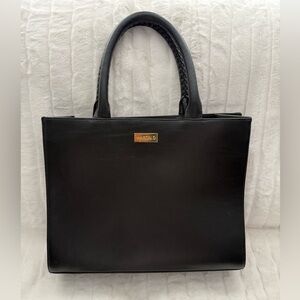 Maison D Black Leather Tote Bag